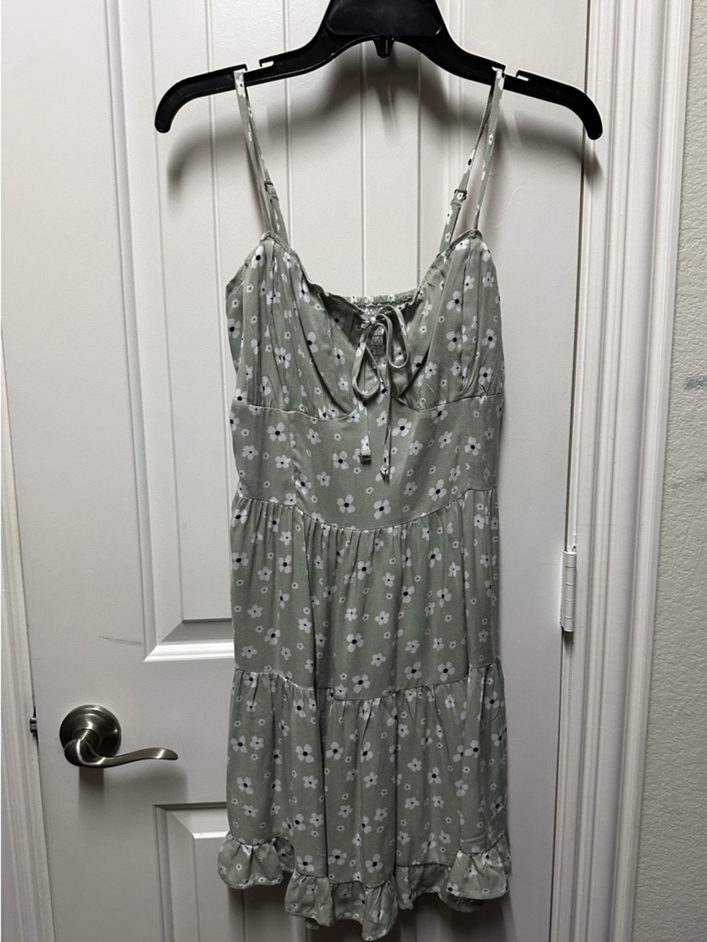 Hollister Floral Spaghetti Strap Dress Light Green